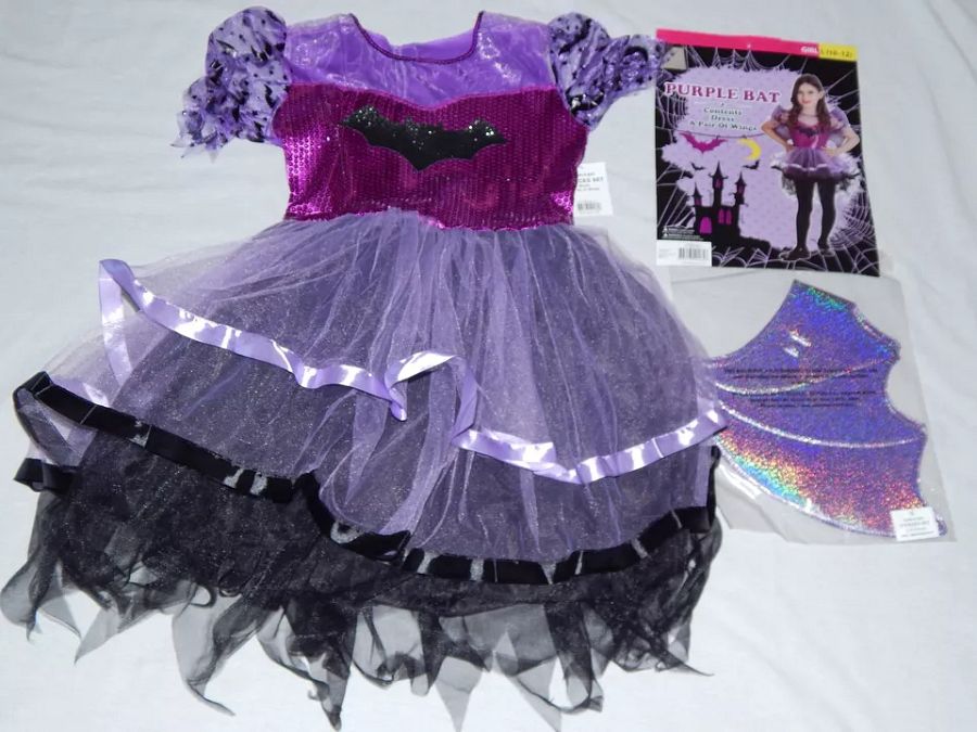 Girls Dress up Size Large 10-12 Purple Bat Tutu NEW Halloween Skirt Play Costume product image (3)