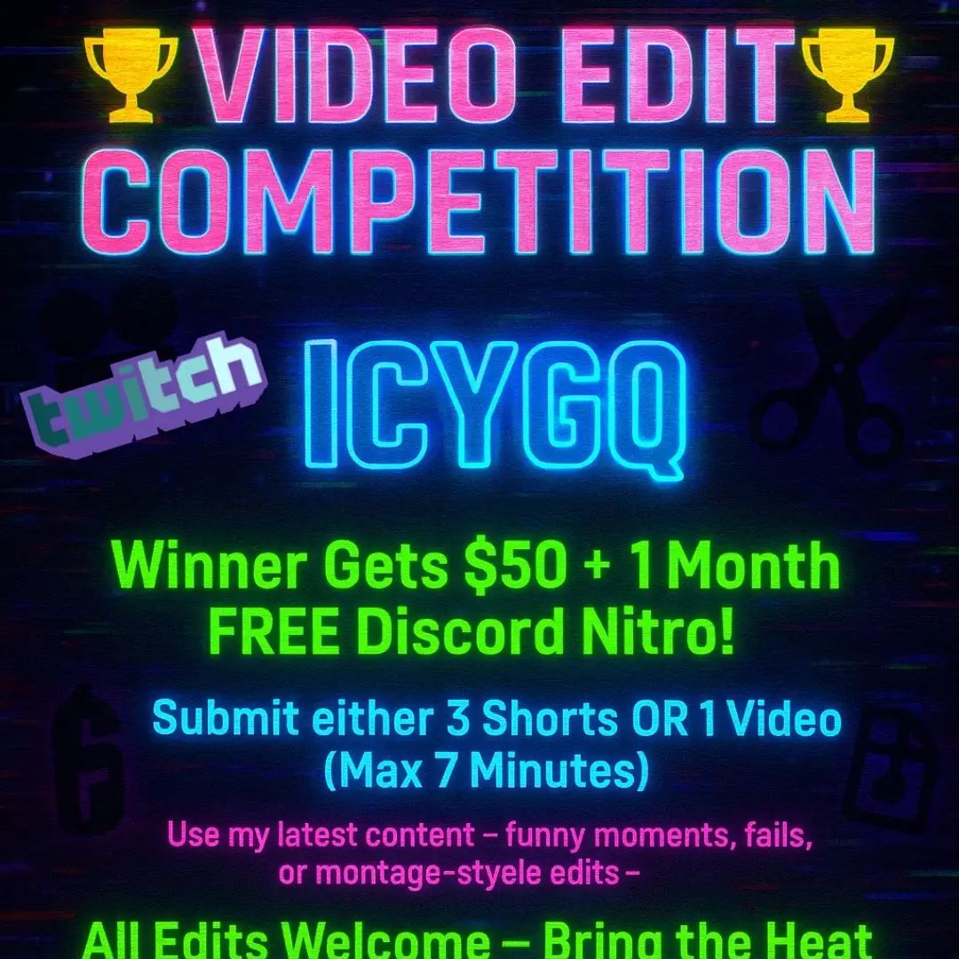 I want this to be a very fun competition! I will be choosing a winner on stream next Friday! #fyp #editingcompetition 