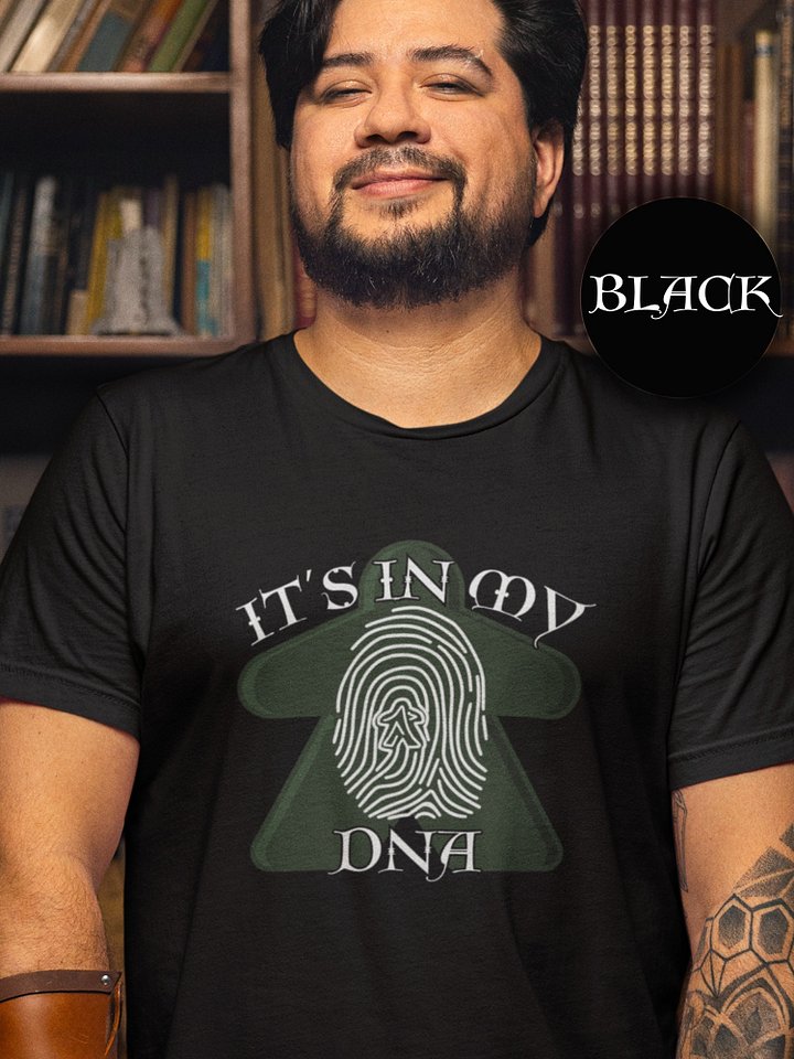 Meeple DNA Shirt for Board Gamers, Fingerprint Meeple Board Game T-shirt, It's in my DNA black product image (1)