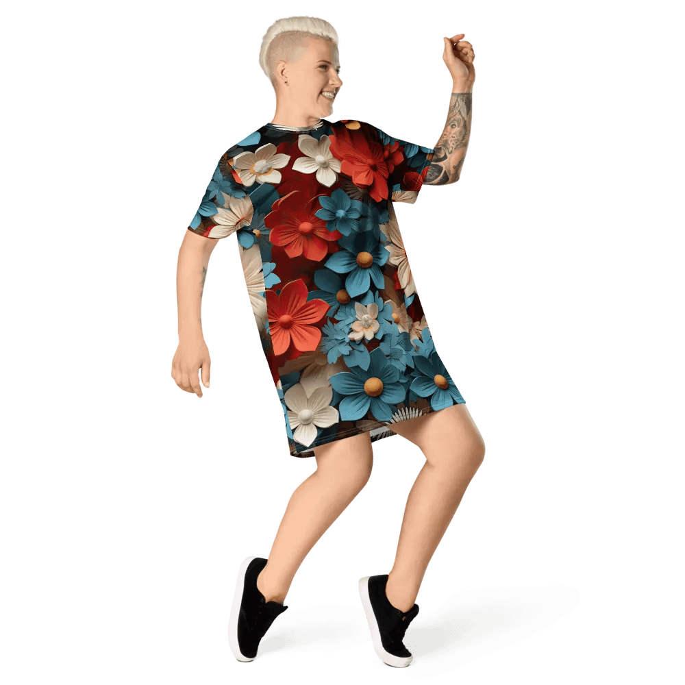 3D-Ditsy-Flowers-Seamless-Patterns T-shirt Dress - V2 product image (5)