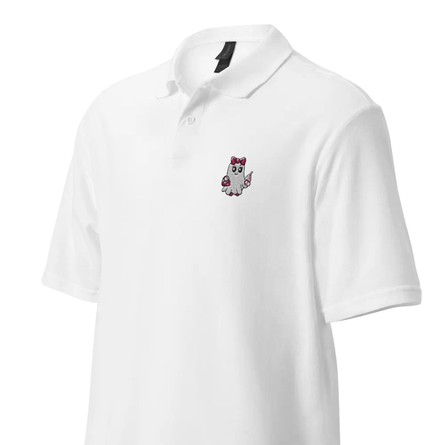 Cute Ghost Embroidered Relaxed Fit Cotton Polo Shirt product image (5)
