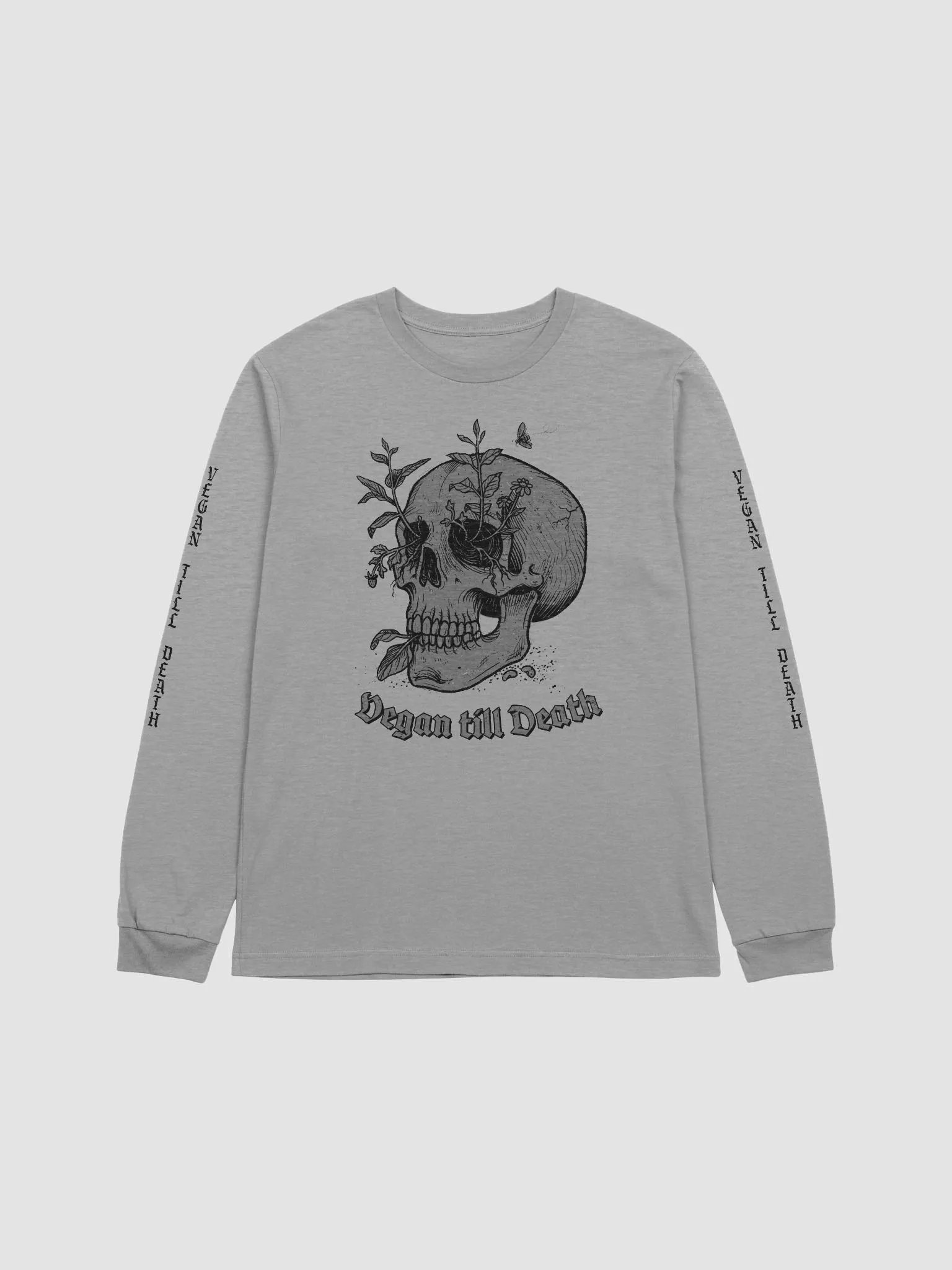 Vegan till Death black and gray print long sleeve product image (1)
