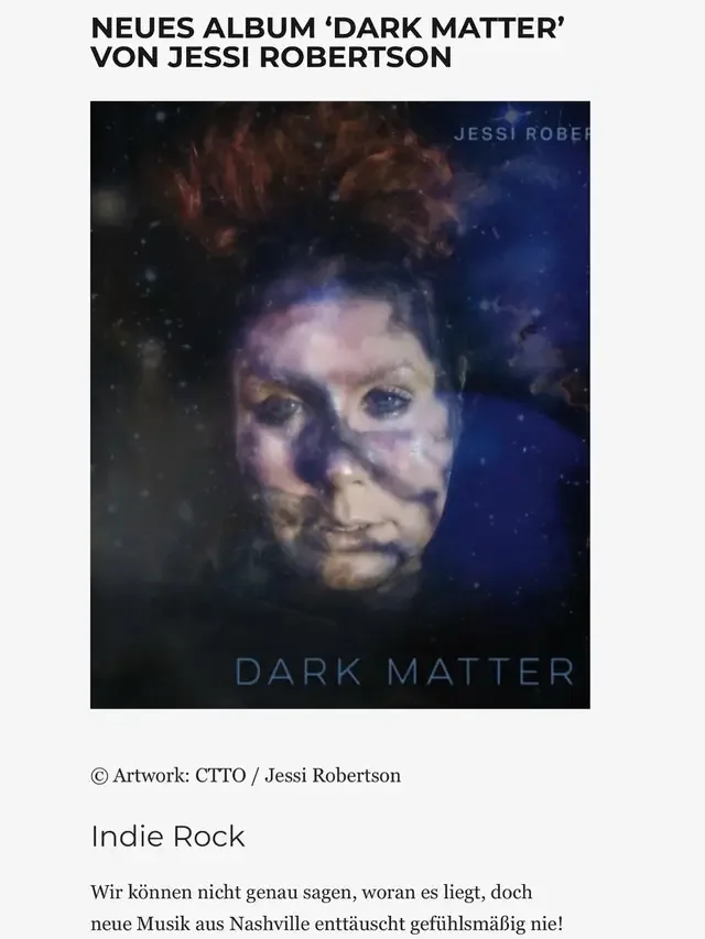 Thanks to New Indie Radar for covering my new album Dark Matter!  #darkmatter #jessirobertson #newmusic
