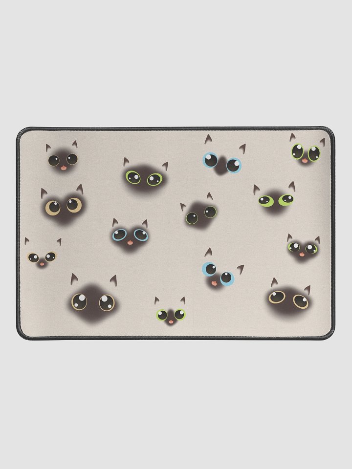Cute Siamese Cat Faces (Multicolor Eyes) Desk Mat 12" x 18" product image (1)