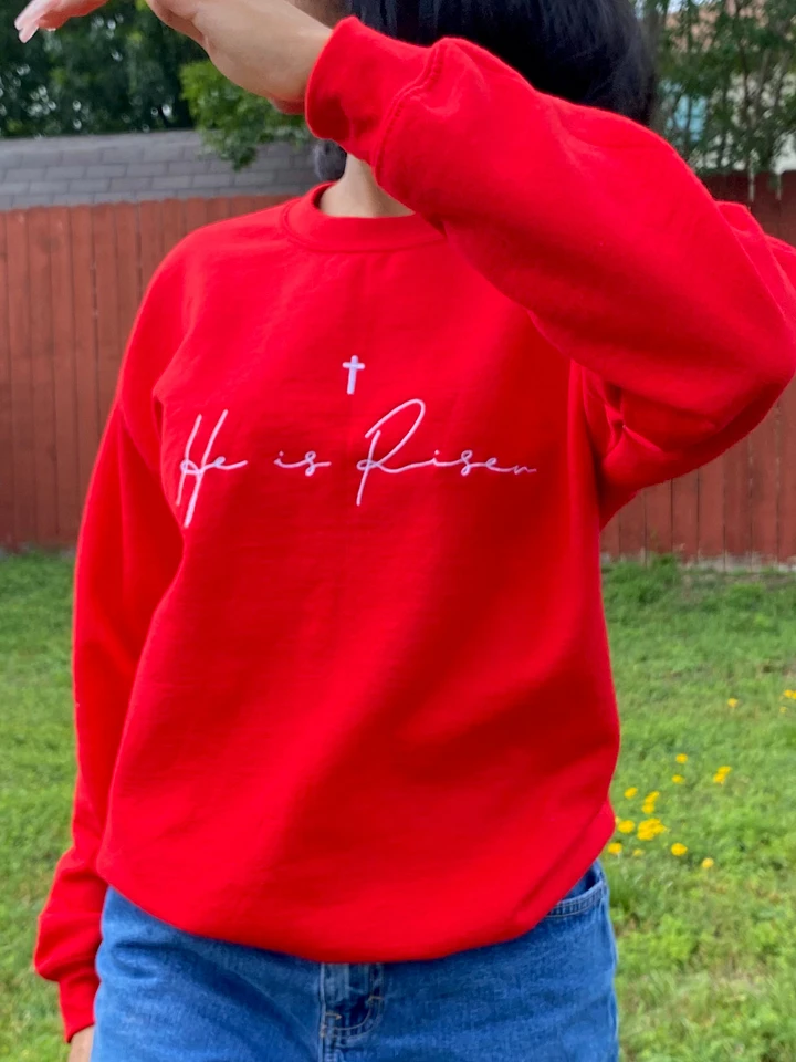 He is Risen Unisex Classic Embroidered Crewneck product image (1)