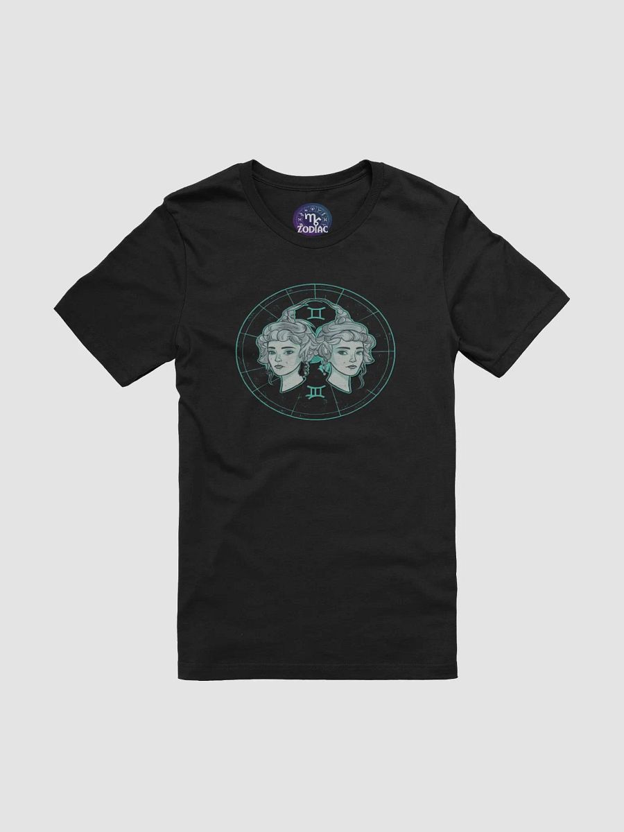 Unisex Gemini Zodiac T-Shirt - Celestial Twin Faces and Zodiac Frame Design product image (3)