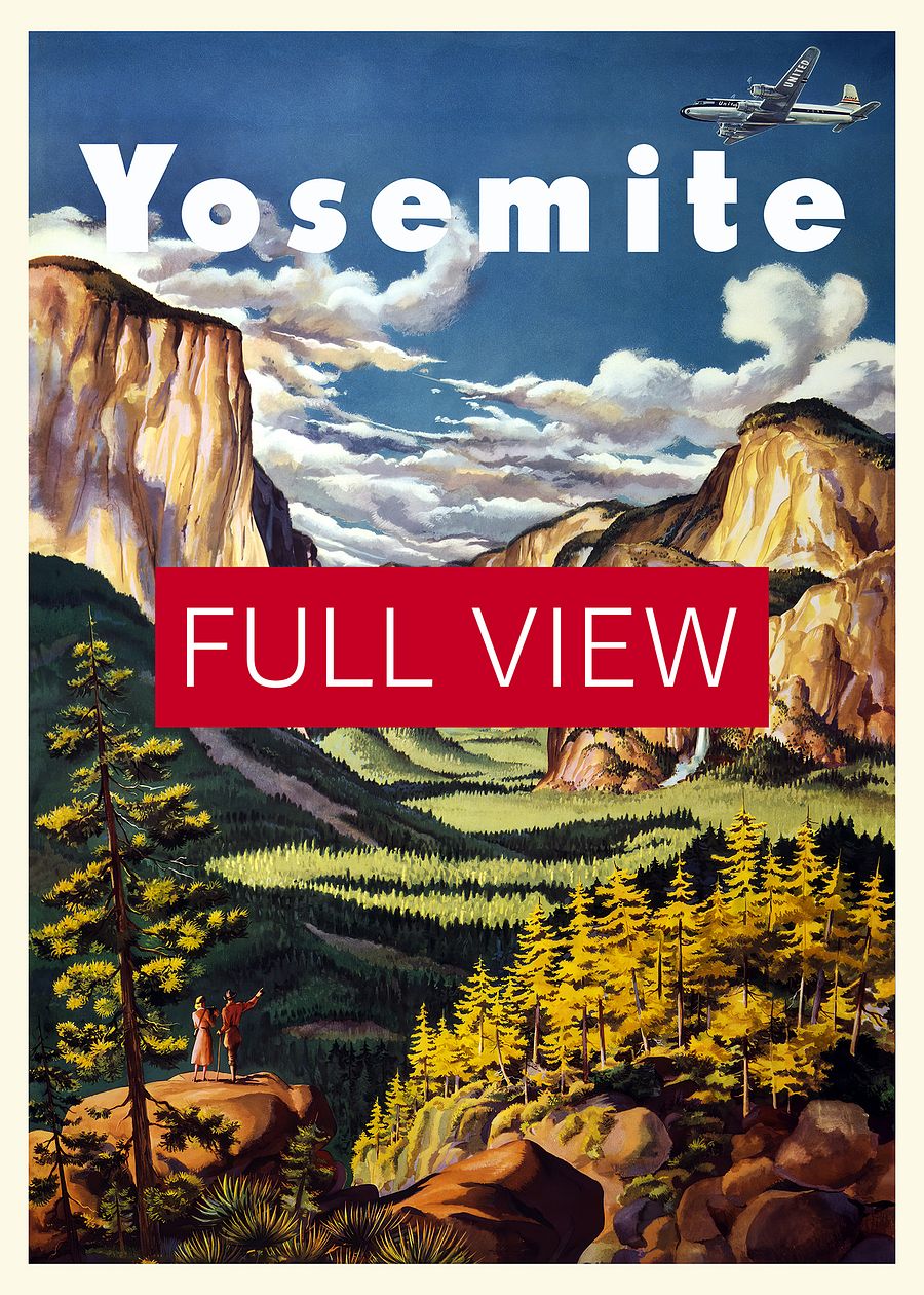 Yosemite, USA. United Air Lines, 1945 — retro vintage travel poster, retro travel art, retro travel wall art product image (3)