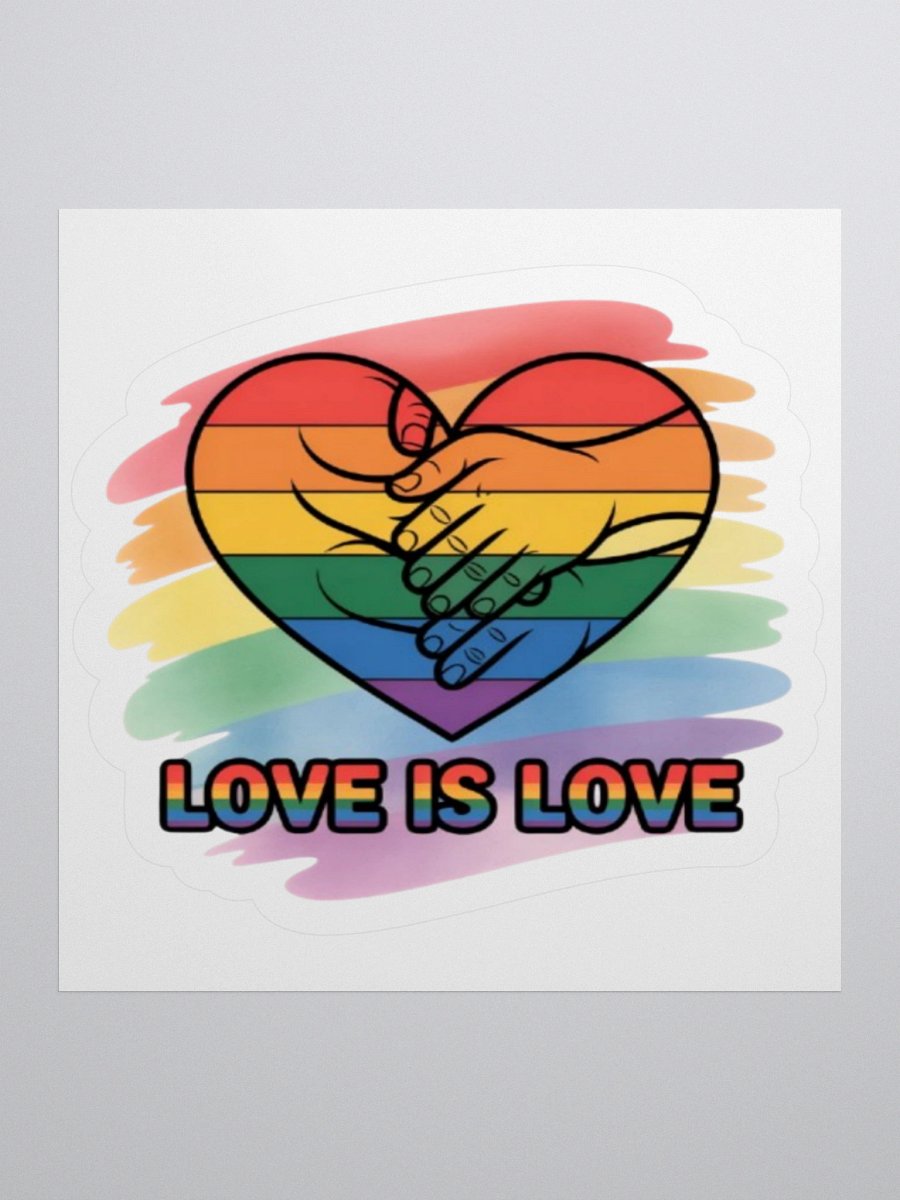 Love Is Love Pride Sticker - Rainbow Hand Heart Design product image (3)