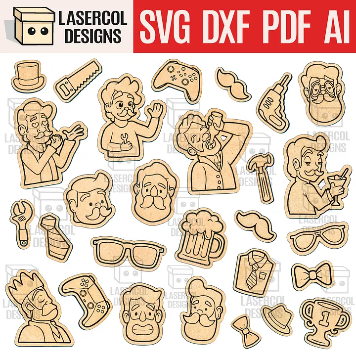 Father's Day Paint Kit DIY Cut Outs Set 1 & 2 - Laser Cut Files product image (1)