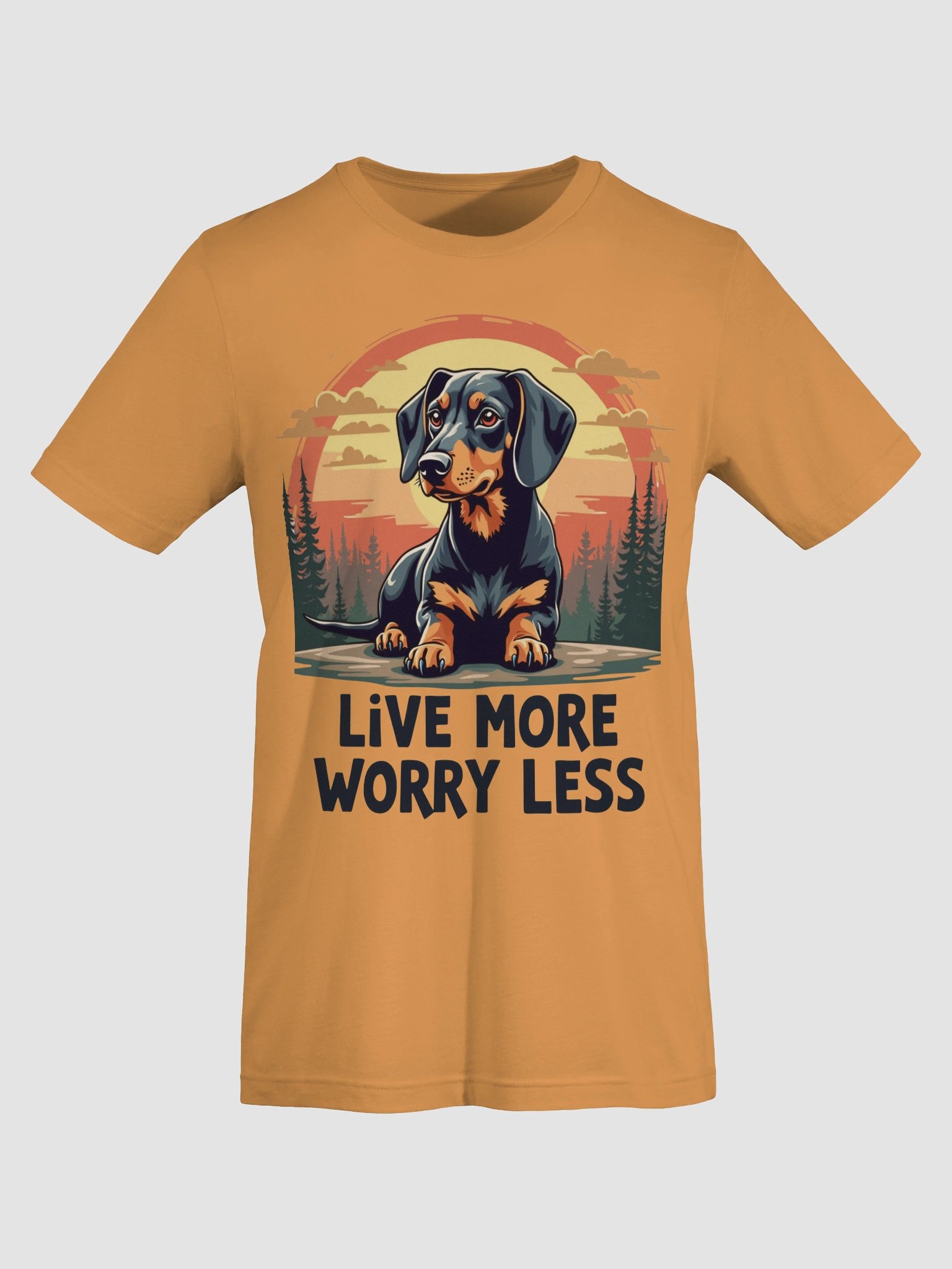 "Live More Worry Less" Dachshund Sunset Tee – Unisex Comfort Fit product image (7)