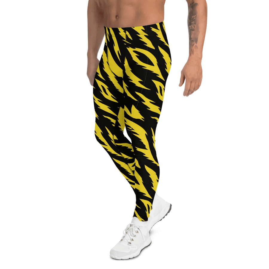 Wild Tiger Yellow Stripes Men's Leggings product image (7)