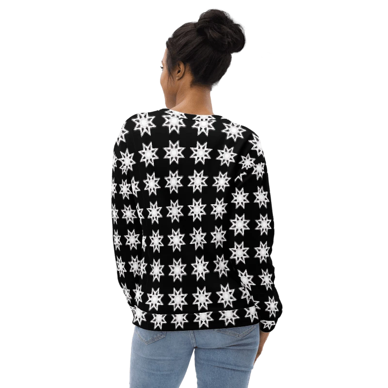 Abstract White Repeating Stars Unisex All Over Print Sweatshirt product image (19)