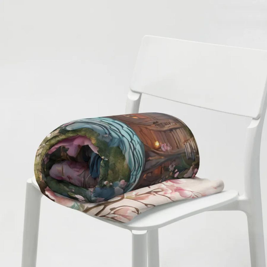 The pink floral hut design throw blanket product image (19)