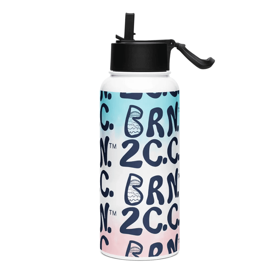 BRN.2C.C.™ | Navy Logo Repeat | Stainless Steel Water Bottle | Iconic Pink, White & Blue product image (3)