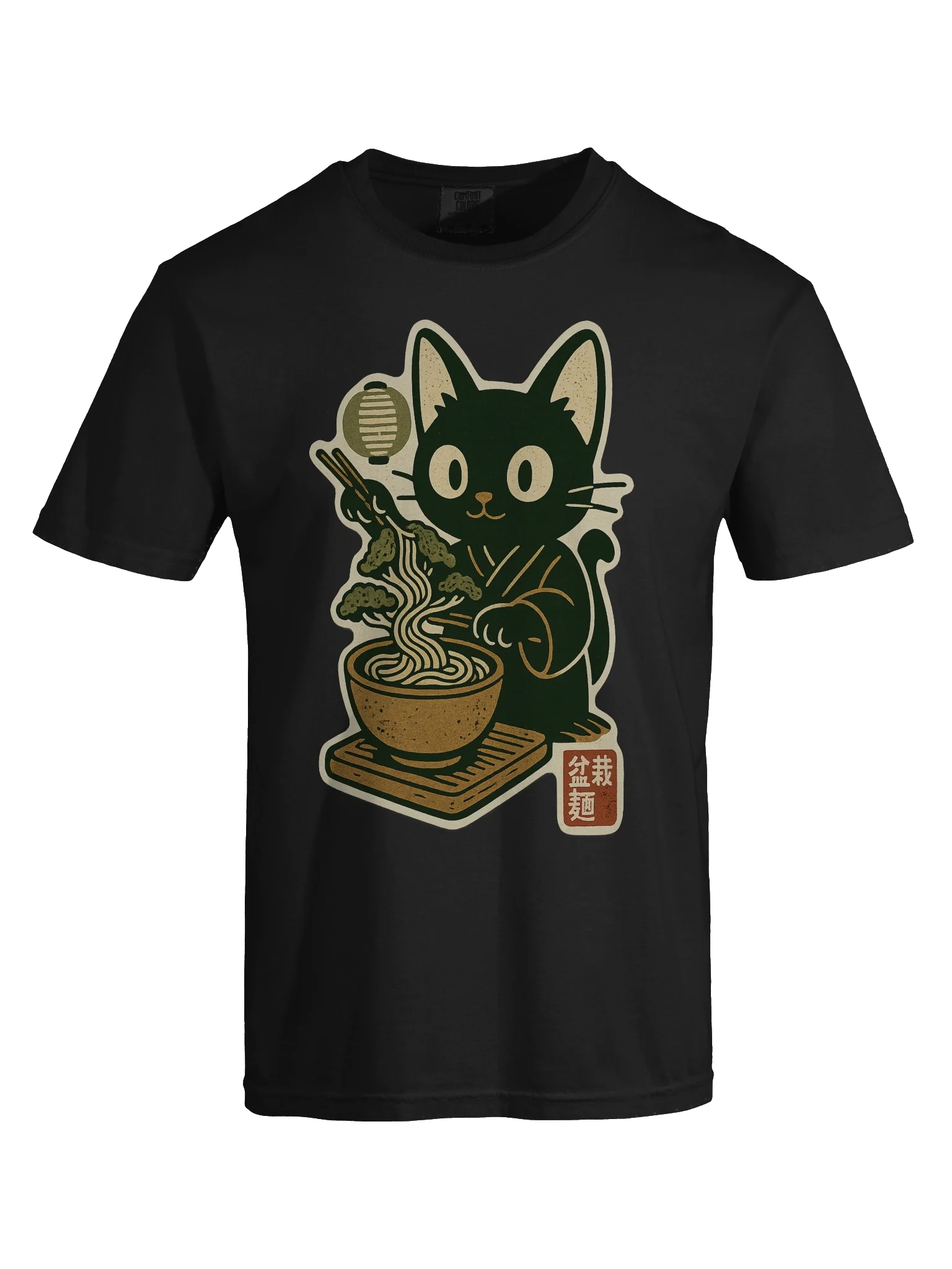 Black Cat Bonsai Noodle Craft Concept Japanese Graphic Art T-Shirt product image (56)