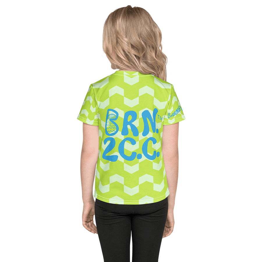 Girls' | Little Kids T-Shirt | BOURNE to Cape Cod™ | Vibrant Coastal Tee for Kids | Blue Logo on Citrine Arrows product image (2)
