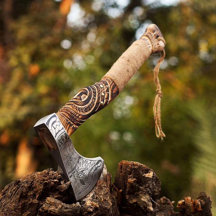 Hand-Forged Viking Axe – Helm of Awe Edition product image (2)