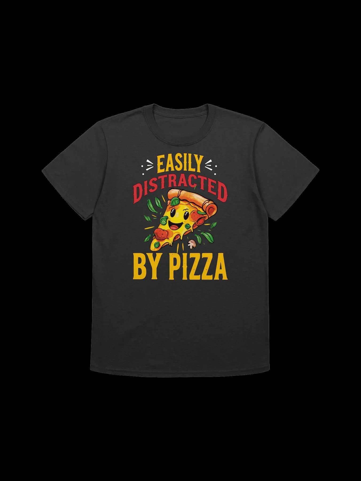 Food Lover-Easily Distracted by Pizza-Funny Pizza Quote T-Shirt product image (3)
