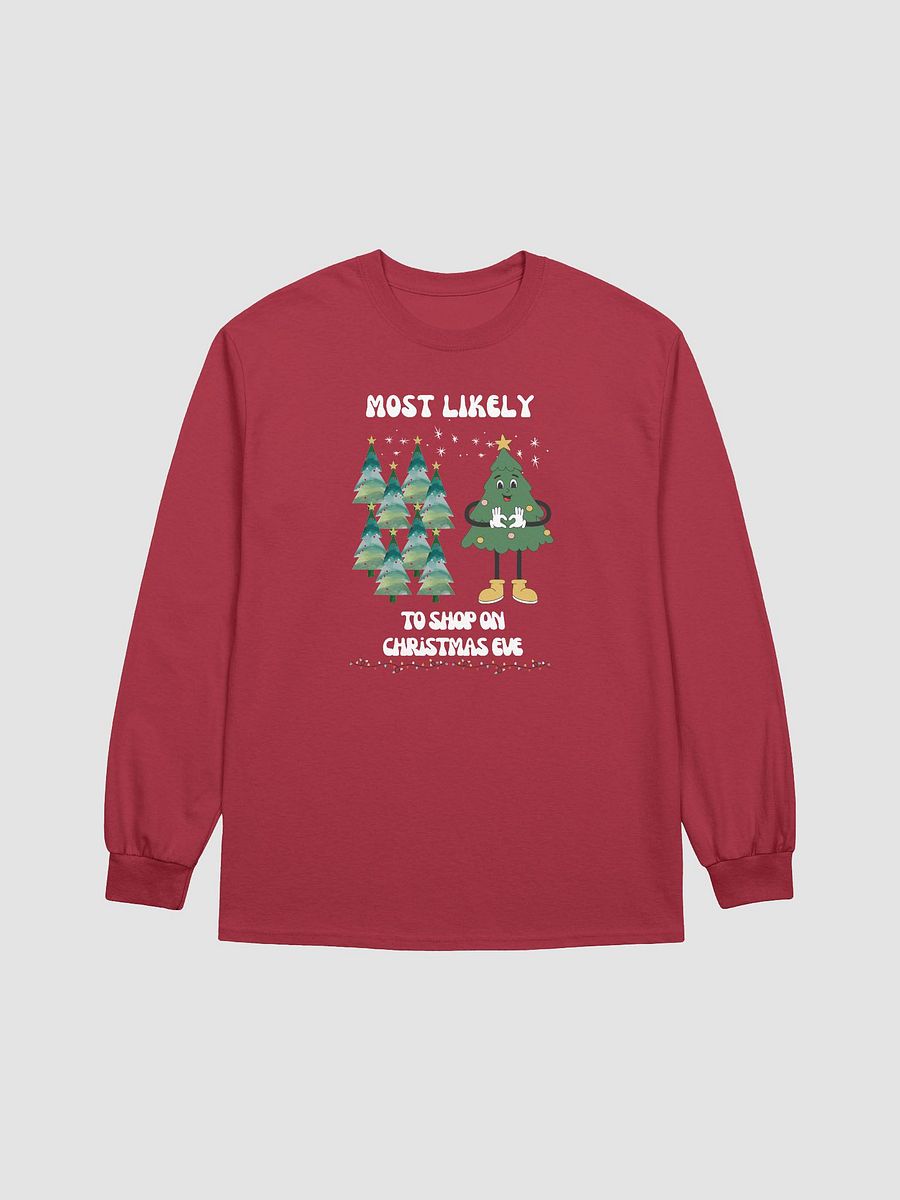 Festive Most Likely to Shop on Christmas Eve Retro Tree Character Long Sleeve Tee product image (1)