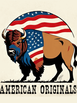 American Bison Embroidered Hat with Patriotic Flag Motif product image (82)