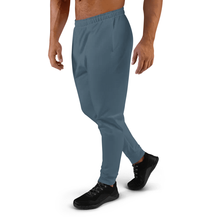 Plain Dark Greyish Blue Soft Summer Recycled Polyester Premium Men's Joggers by Treasure Pie product image (2)