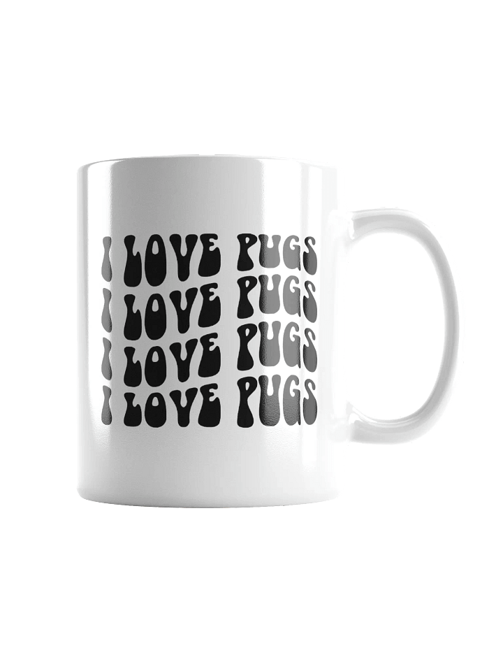 I Love Pugs Retro Chic Small Ceramic Mug For Pug Lovers product image (2)
