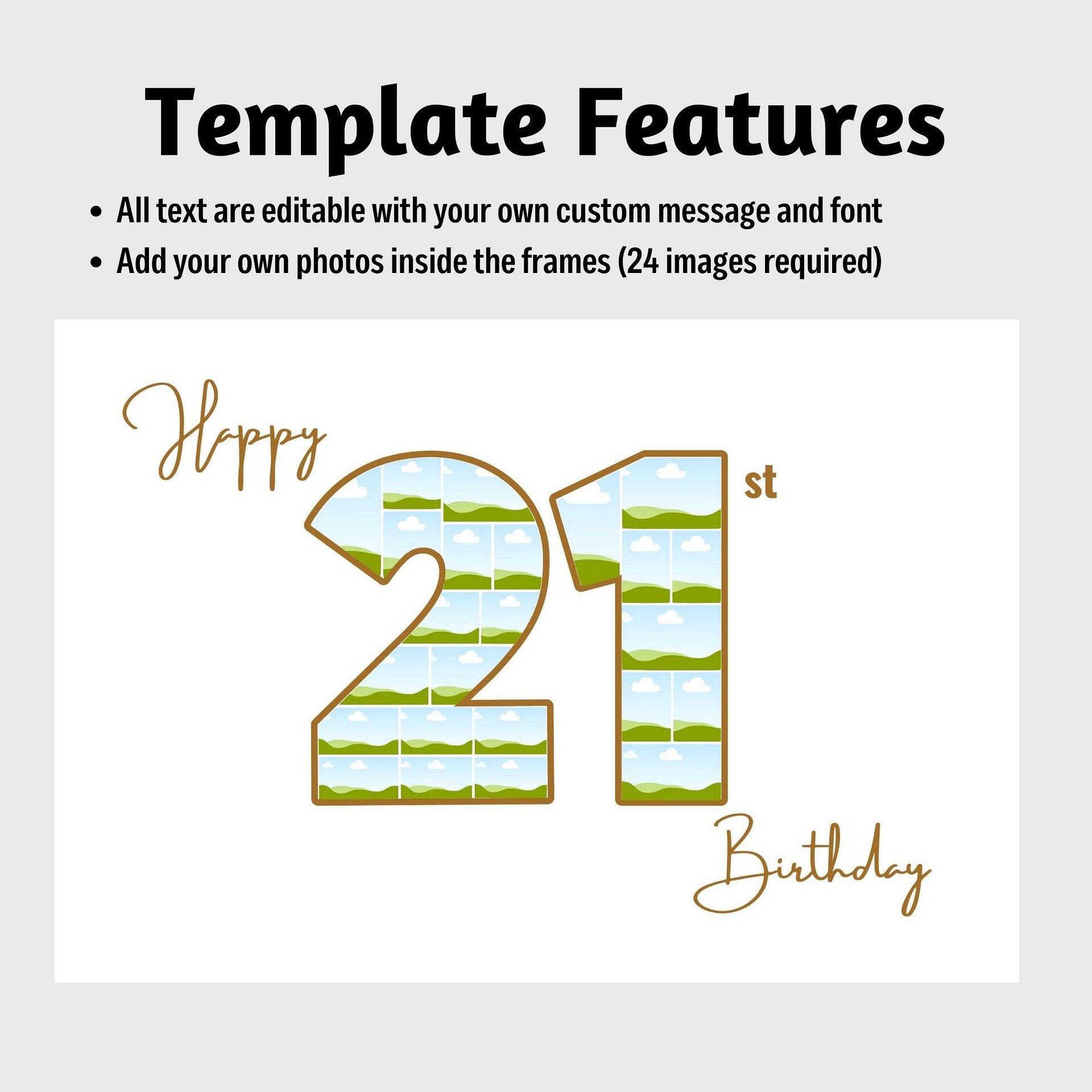 Happy 21st Birthday Photo Collage Canva Template product image (4)