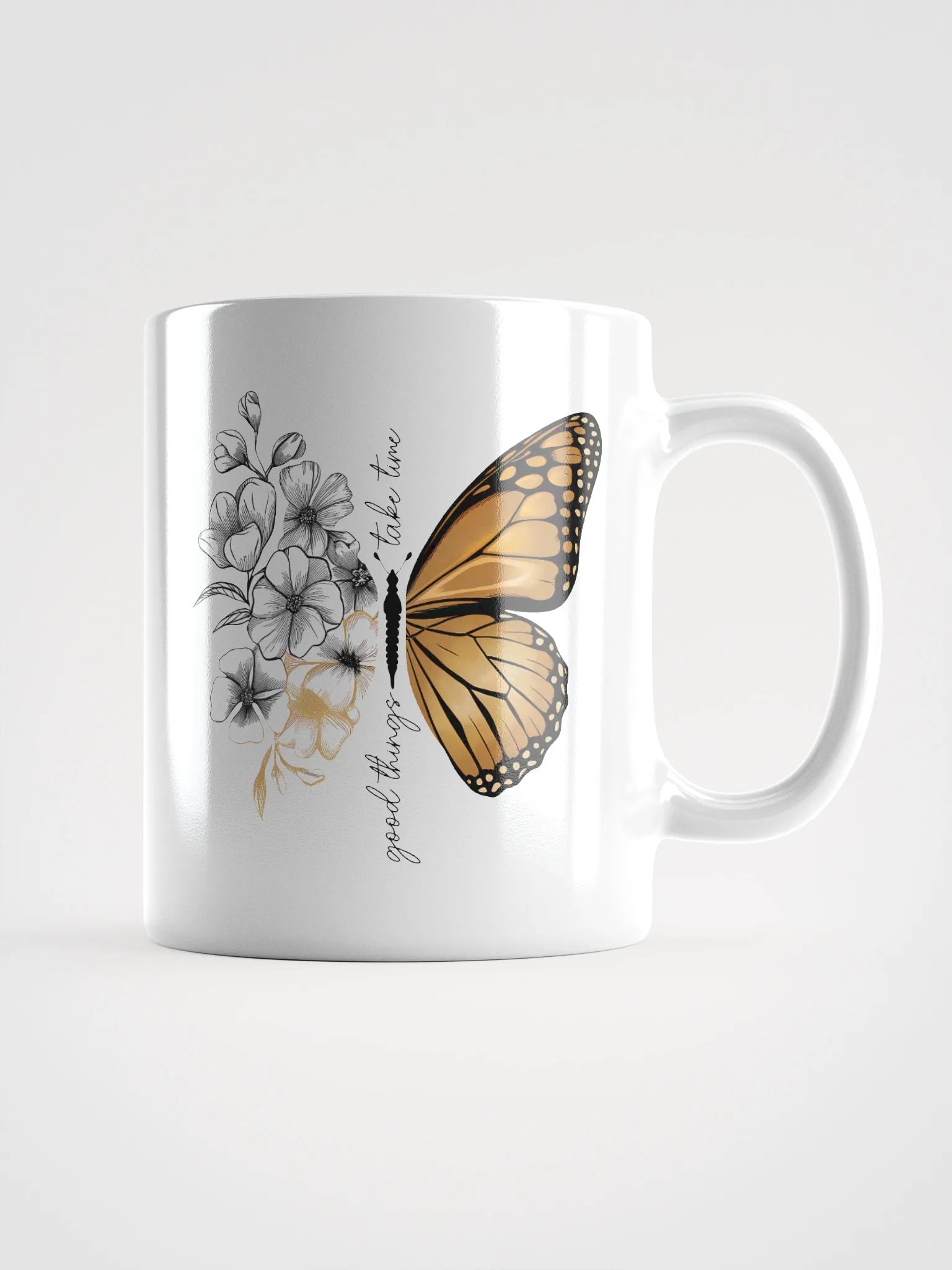 Butterfly Flower Good Things Take Time Mug product image (2)