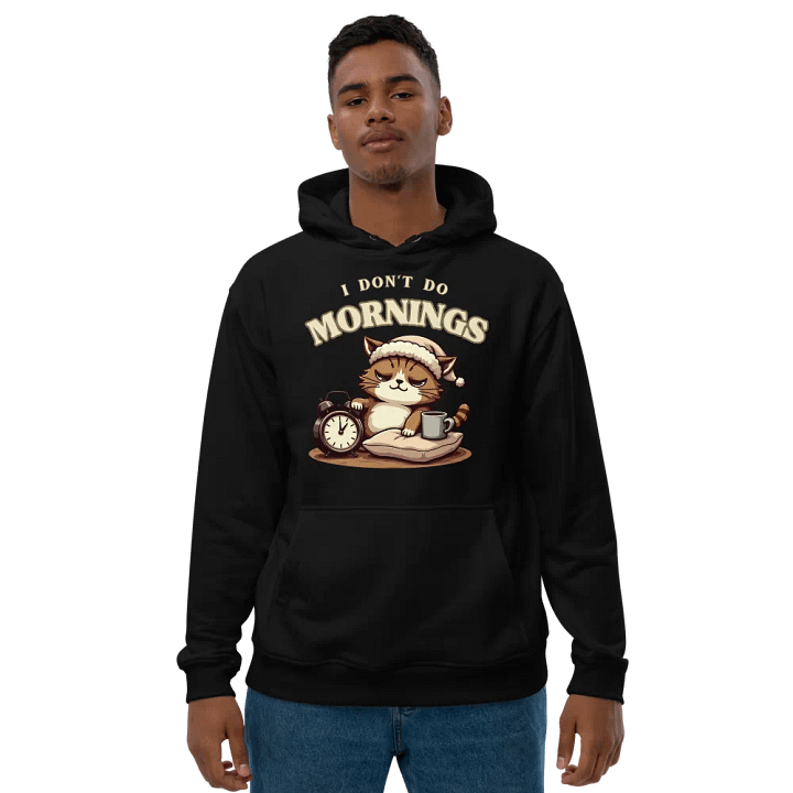 Sleepy Cat Morning Mug Premium Eco Hoodie product image (1)