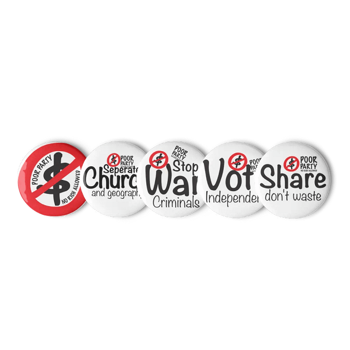 No Rich Allowed Pin Buttons Set product image (1)