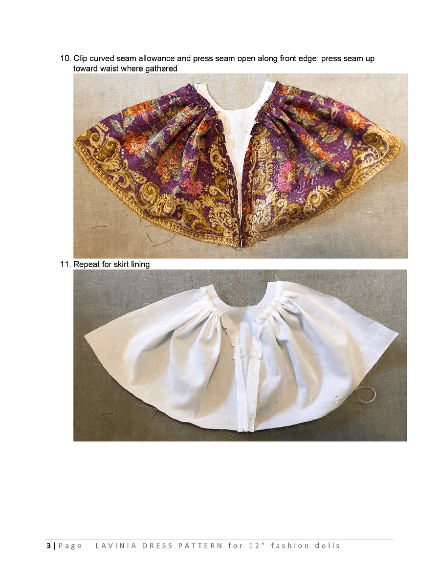 Lavinia sewing pattern for 12" fashion dolls product image (3)