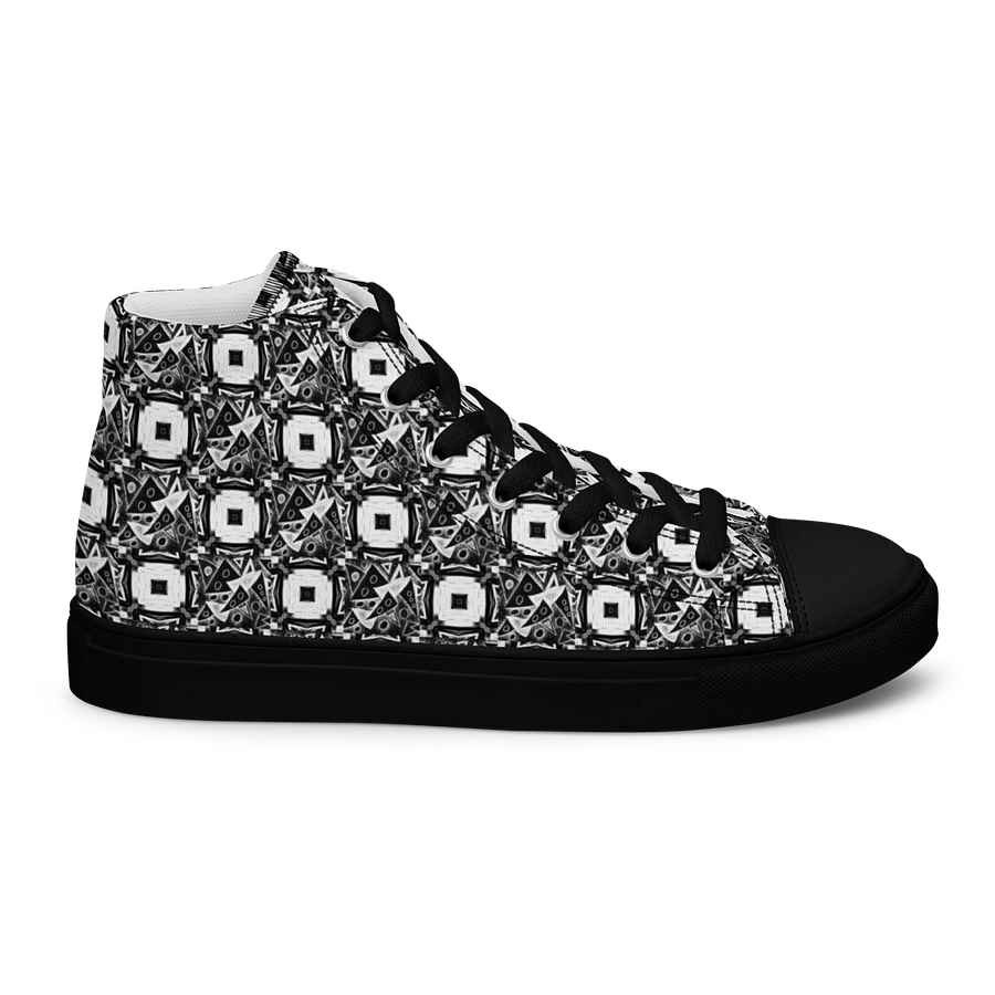 Abstract Monochrome Pattern Shapes and Squares Men's Canvas Shoes High Tops product image (31)