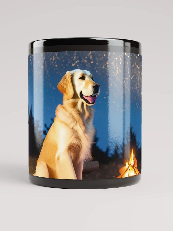 Campfire Buddy: Black Glossy Mug for Dog Lovers and Outdoor Enthusiasts product image (1)