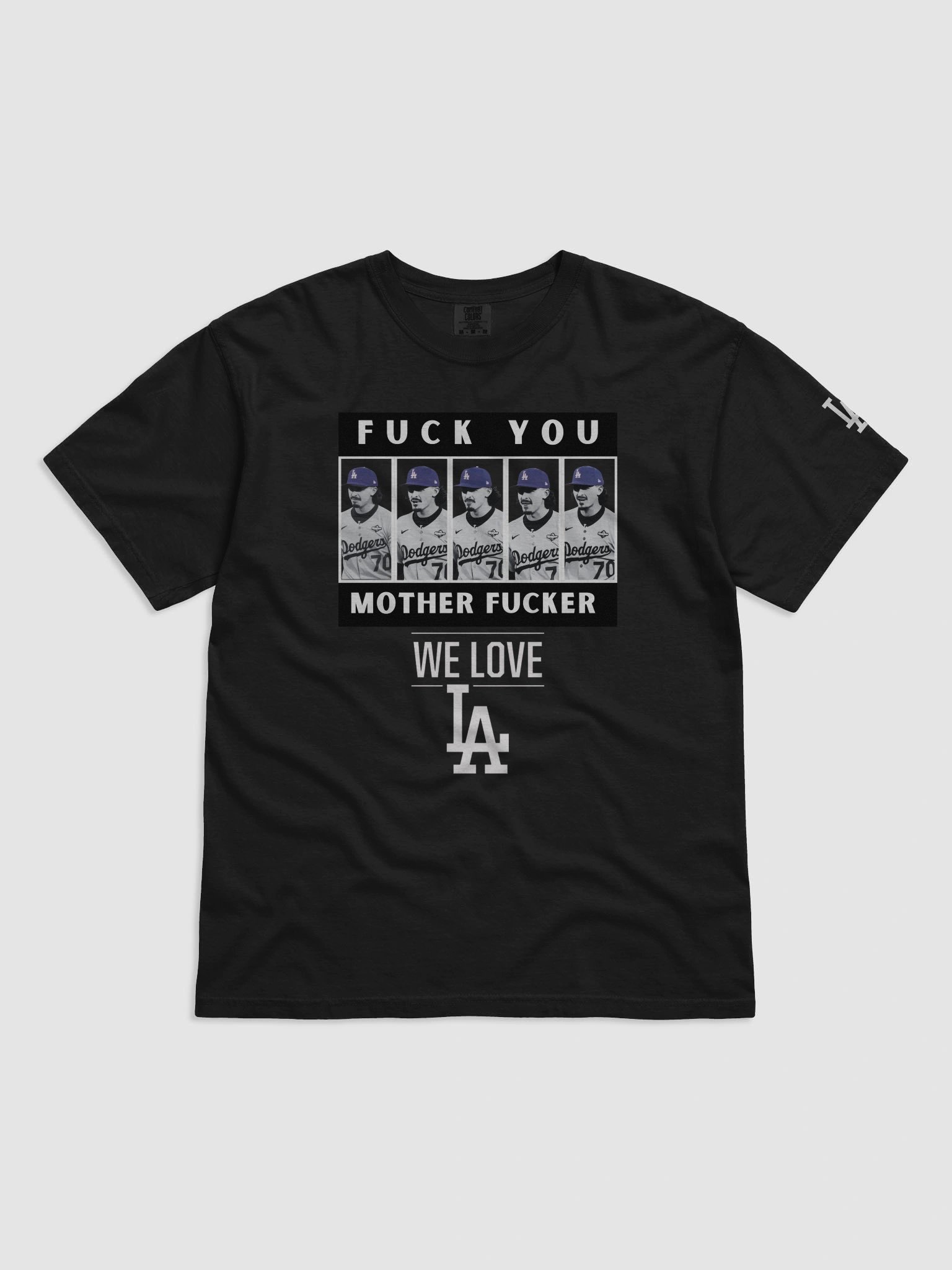 Dodgers Justin Wroblesk 5 Image Lips Saying F*** You! Mother F***er! (Dark Colors) product image (1)