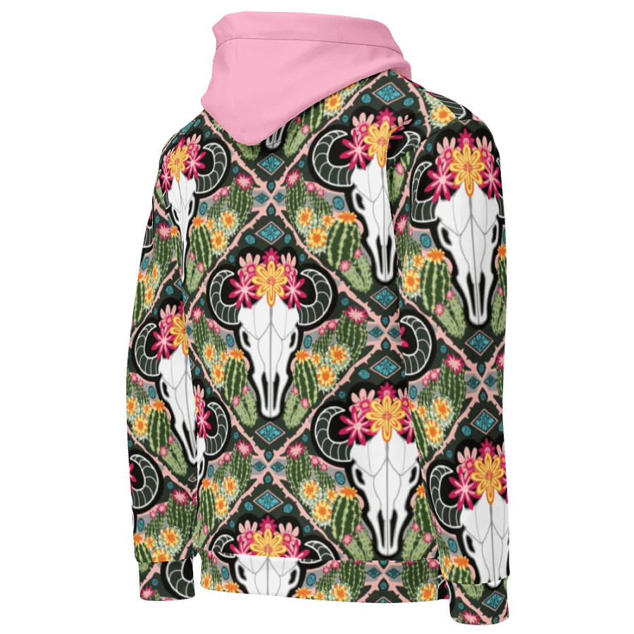 Adult's | Western Americana Cati Cow | Unisex Hooded Sweatshirt | with Cotton Candy Pink Accents product image (5)