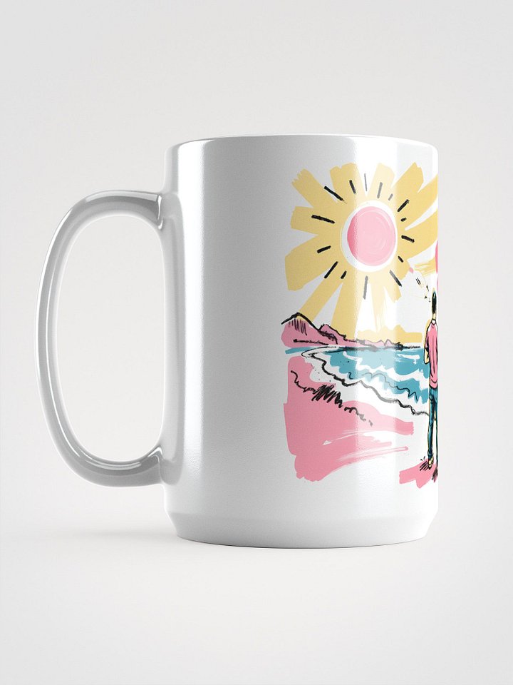 Red Alert Beach Art Print – Sunset Danger Warning Glossy Mug product image (1)