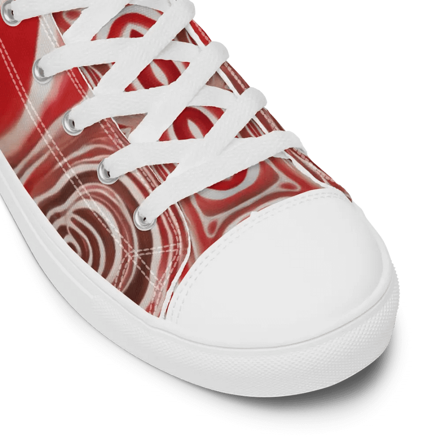 Funky Red Liquid Tie-Dye Explosion Men's High-Top Canvas Shoes product image (9)