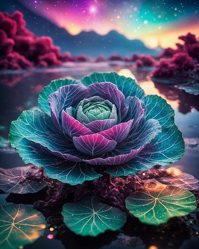 Some Saturday cabbage.

#aiart
#cabbage
#cabbages
#space
#cabbagecosmos