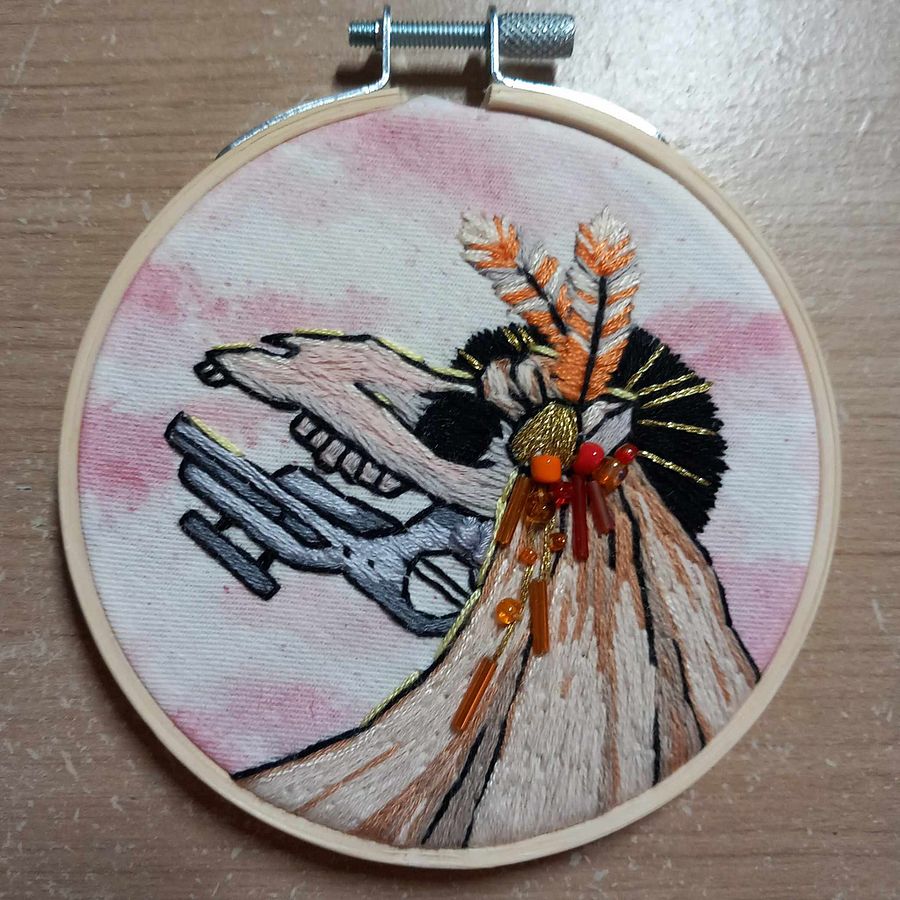 Streampunk Mari Lwyd Embroidery Hoop Art product image (2)