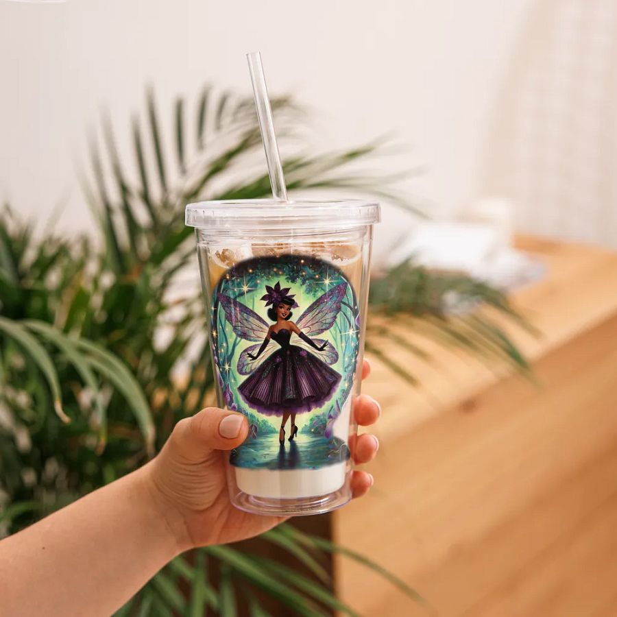 Enchanted Forest Purple Iris Fairy Double Wall Tumbler product image (11)