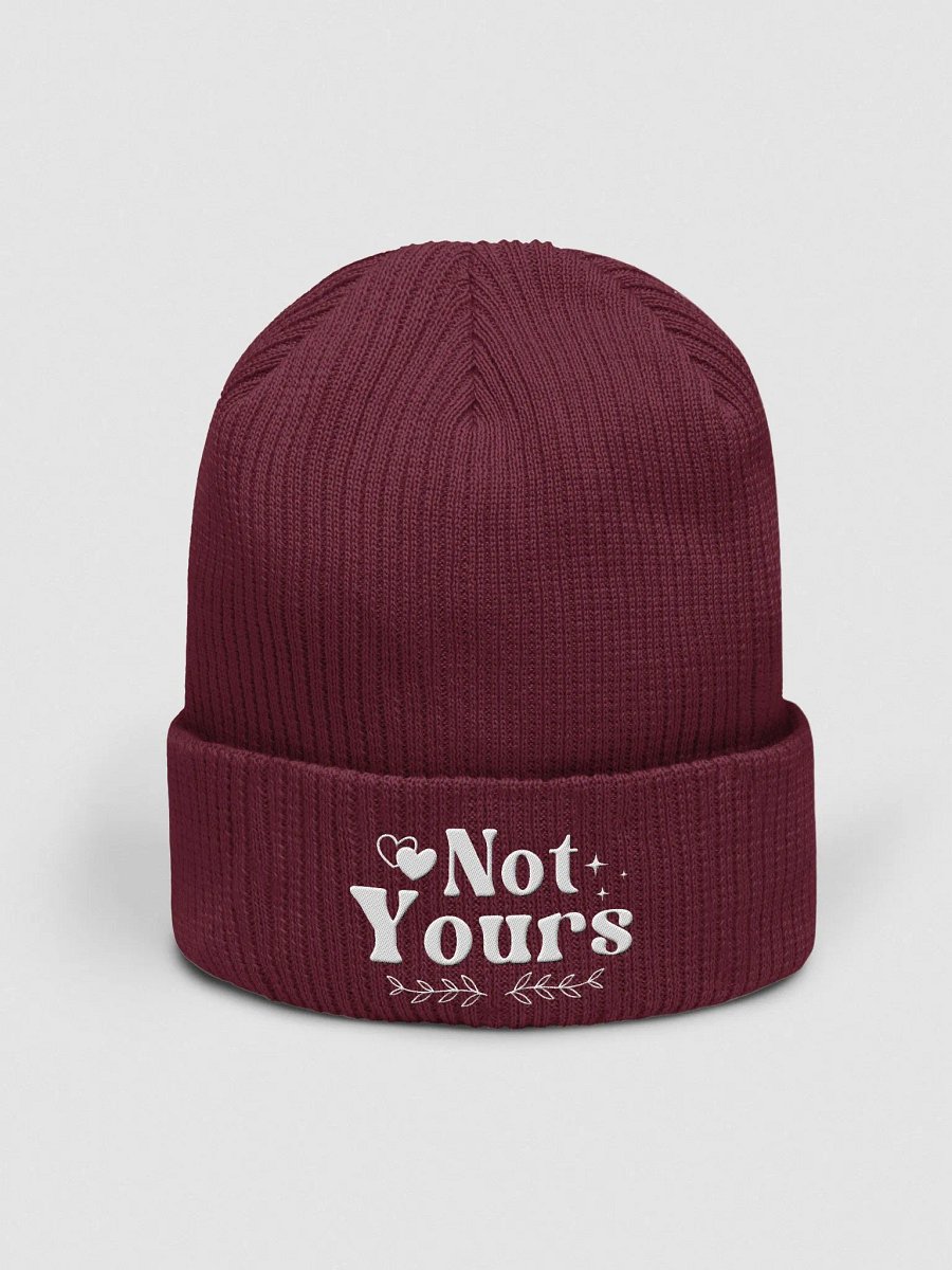 Not Yours Embroidered Organic Cotton Ribbed Beanie (White Text) product image (5)