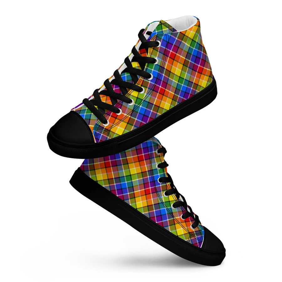 Bright Rainbow Plaid Men's High Top Shoes product image (13)