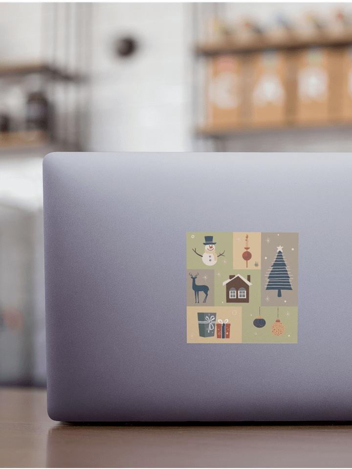 Mid-century retro Christmas Kiss Cut Sticker product image (1)