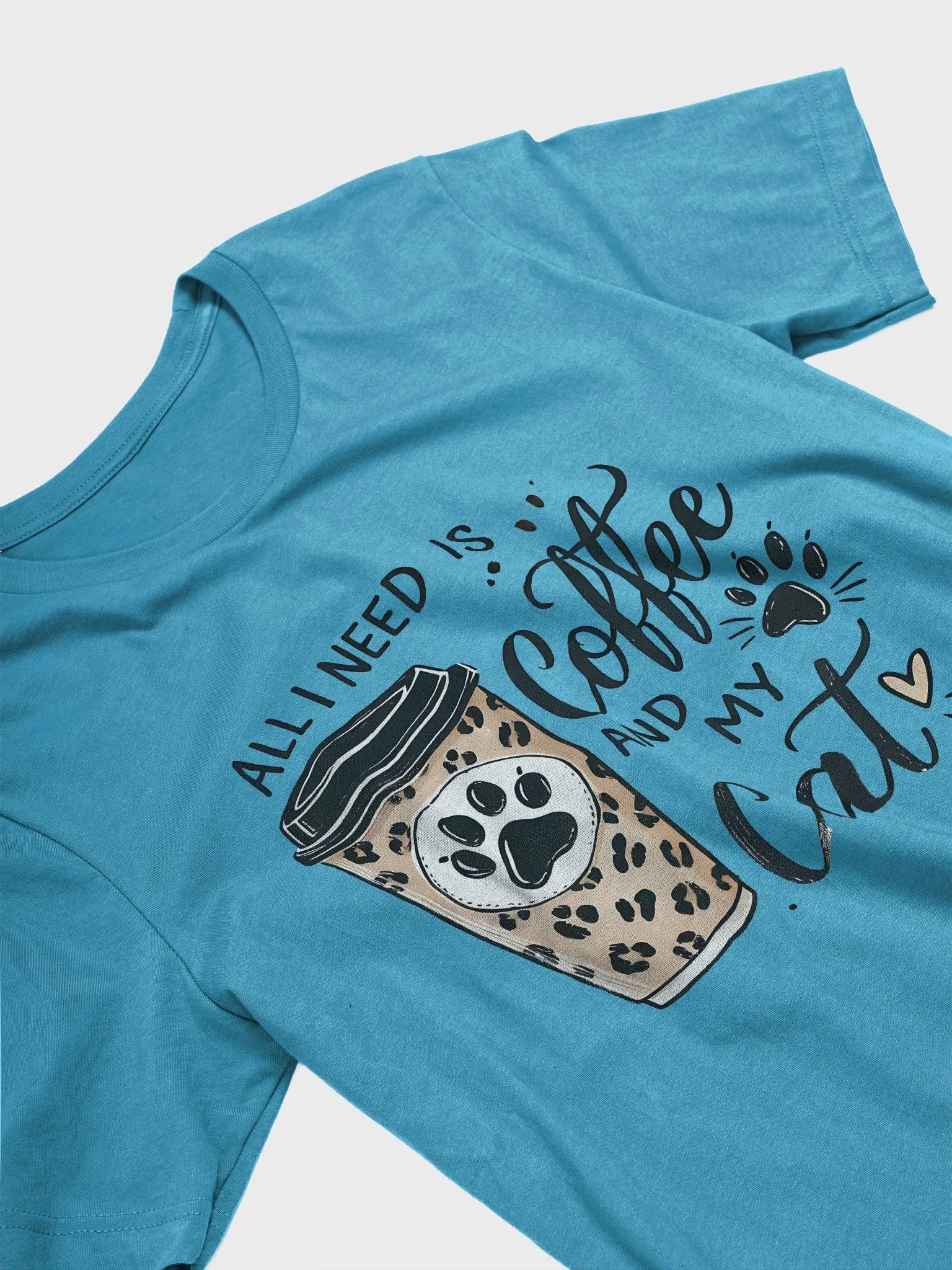 All I Need is Coffee and My Cat Leopard Print Graphic T-Shirt product image (6)