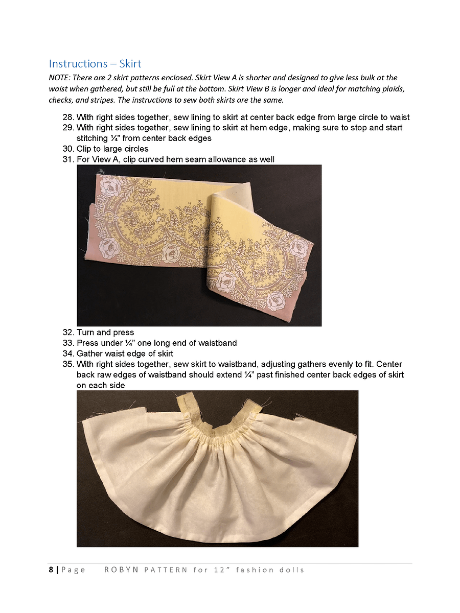 Robyn sewing pattern for 12" fashion dolls product image (4)