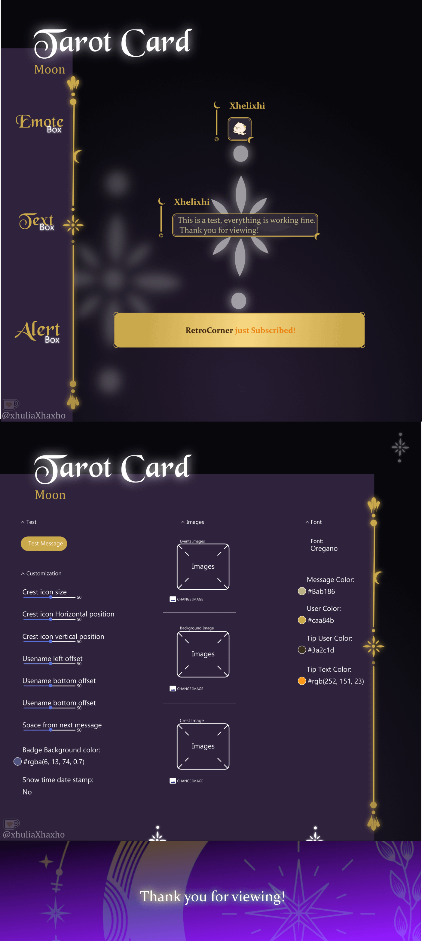 SIMPLE Dark STREAM OVERLAY Celestial, Dark overlay pack, Celestial Animated Overlay, Stream overlay pack, Black and gold Overlay product image (6)