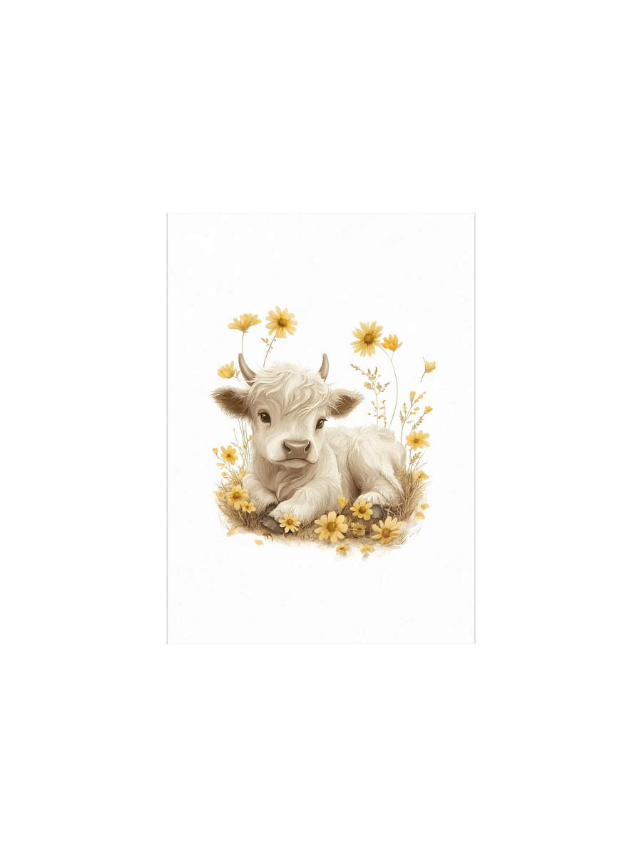 Highland Cow Yellow Wildflower Nursery Print product image (2)
