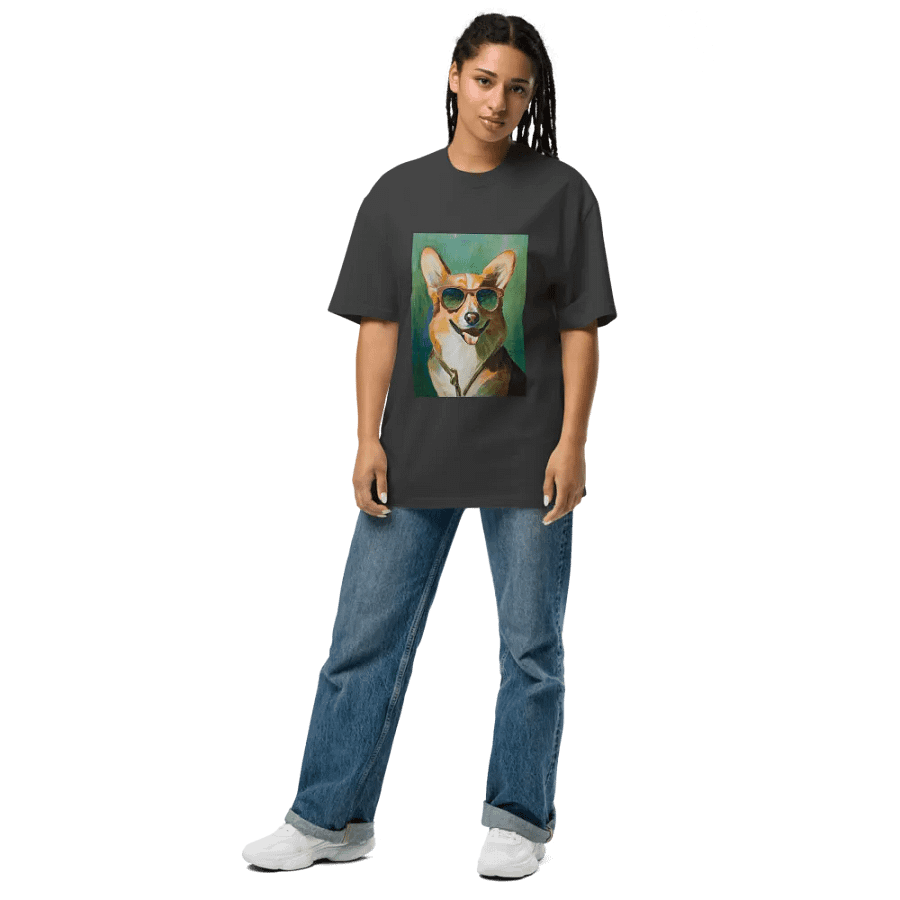 Cool Corgi Sunglasses Painting - dogPXL Artistic series Shades Oversized Tee product image (8)