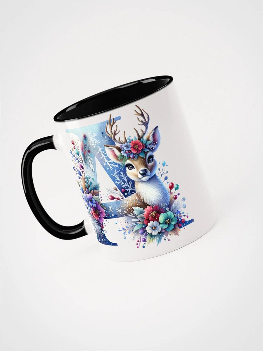 Letter A Christmas Winter Deer red, white and blue Ceramic Mug product image (4)