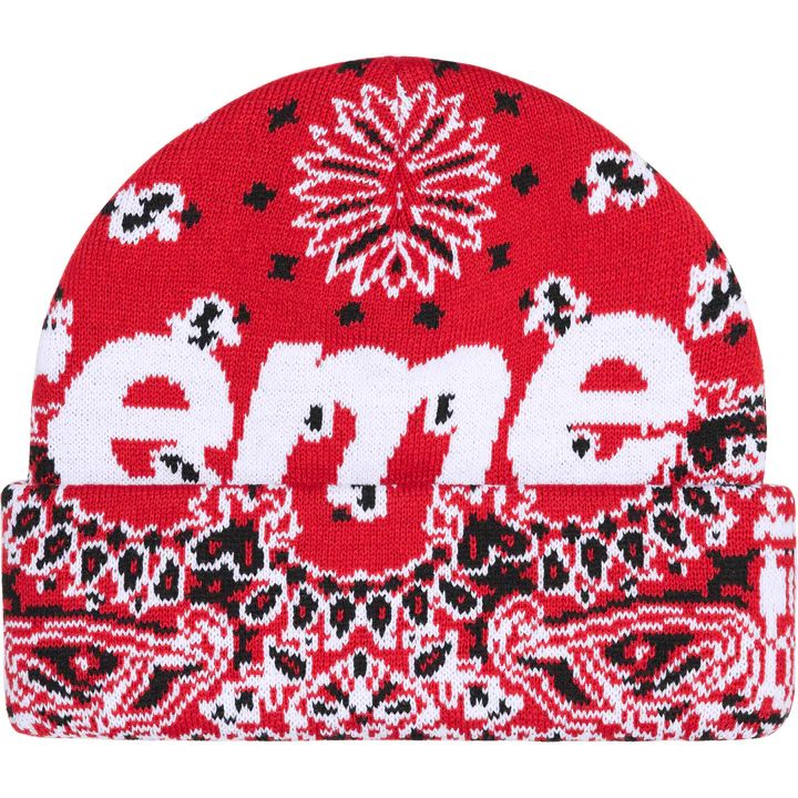 Supreme Red Big Logo Bandana Beanie product image (2)